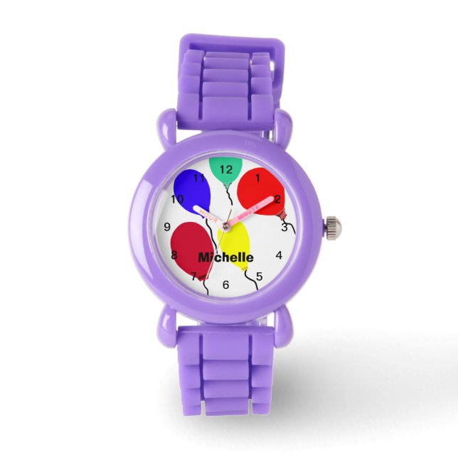 Colorful Flying Balloons PERSONALIZE Name Watch (Front)