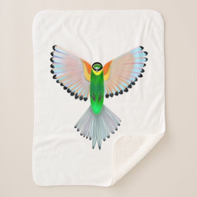 Colorful Flying Bird Sherpa Blanket (Front)