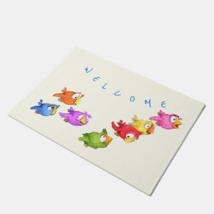Colorful Flying Birds Doormat Welcome