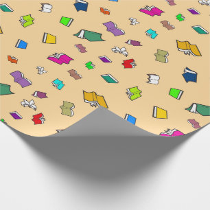 Colorful Flying Books Wrapping Paper