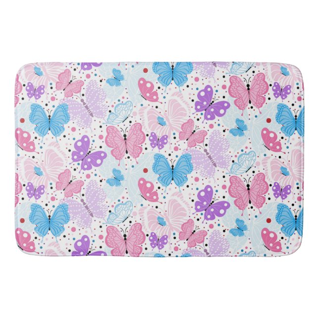 Colorful Flying Butterflies Bath Mat (Front)