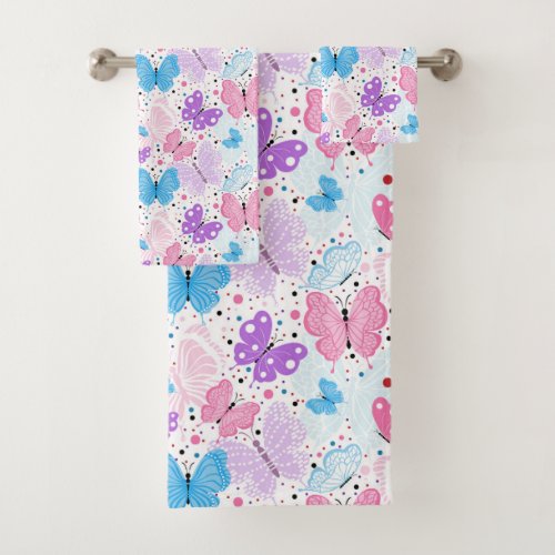 Colorful Flying Butterflies Bath Towel Set