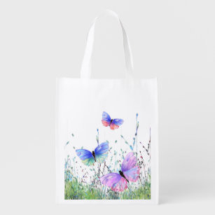 Colorful Flying Butterflies Grocery Bag