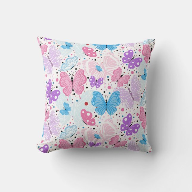Colorful Flying Butterflies Throw Pillow (Front)