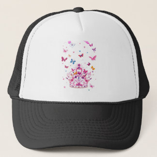 Colorful Flying Butterflies with Crown Art Print Trucker Hat