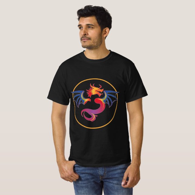 Colorful Flying Dragon Emblem T-Shirt (Front Full)