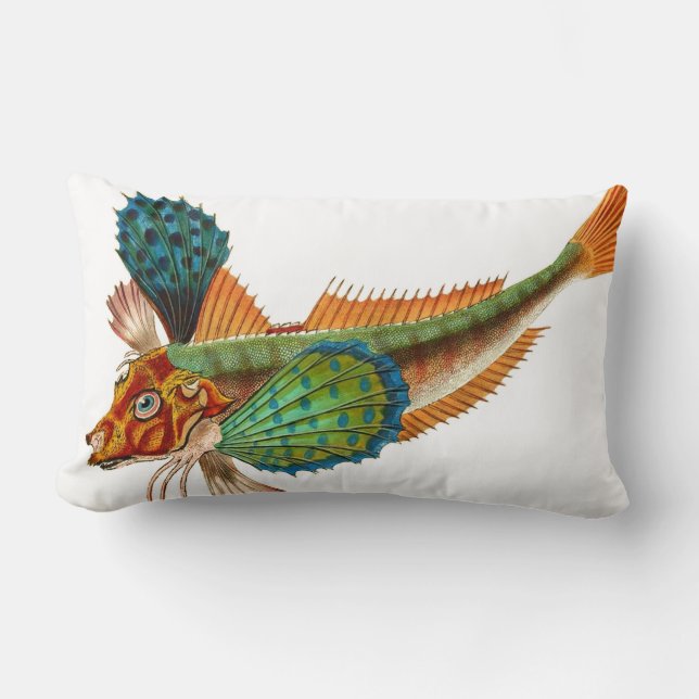 Colorful Flying Fish Lumbar Throw Pillow (Front)