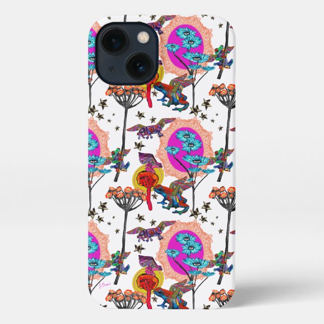 Colorful Flying Frogs iPhone Case (Back)