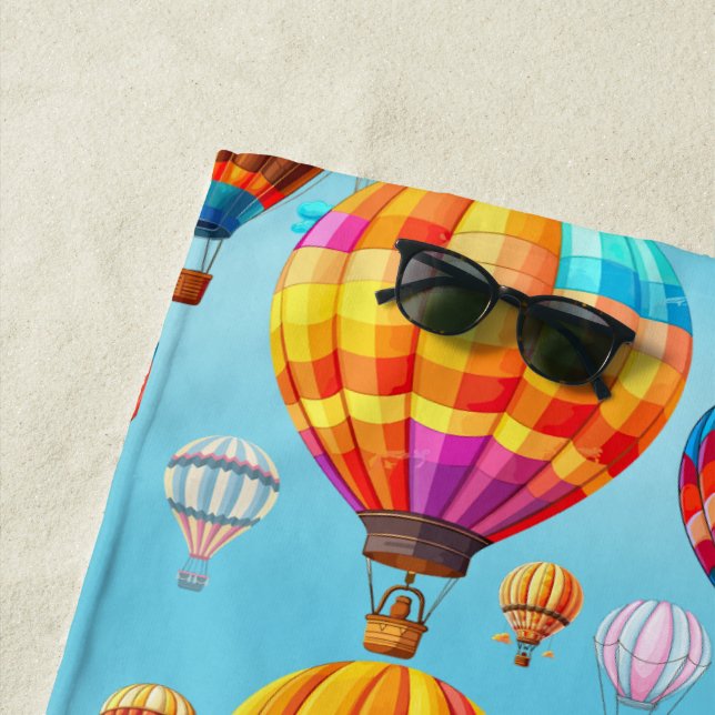 Colorful Flying Hot Air Balloon  Beach Towel (In Situ)