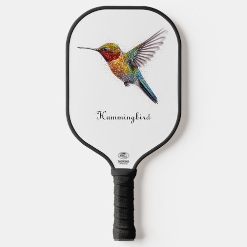 Colorful flying hummingbird customizable pickleball paddle
