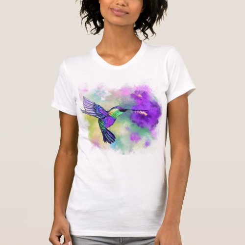 Colorful Flying Hummingbird T_Shirt