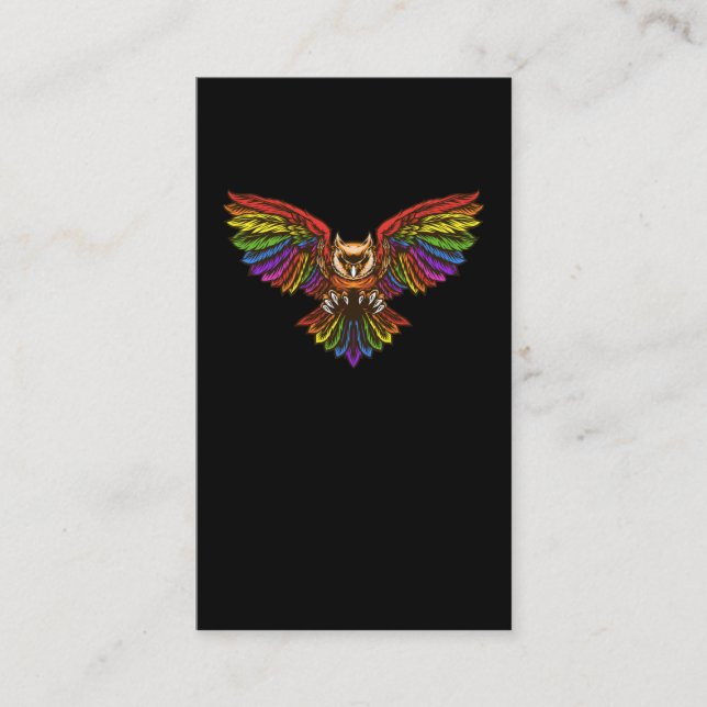 Colorful Flying Owl Birdwatching Art Birds Business Card (Front)