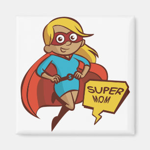 Colorful Flying Super Mom Magnet