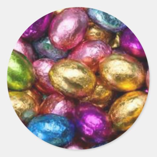 colorful foil chocolate Easter eggs Classic Round Sticker