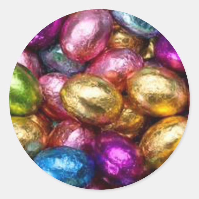colorful foil chocolate Easter eggs Classic Round Sticker (Front)