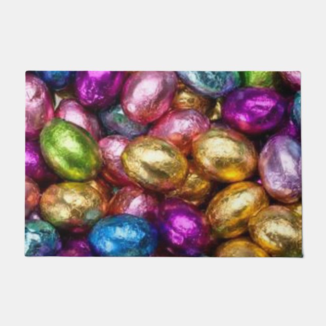 colorful foil chocolate Easter eggs Doormat (Front)