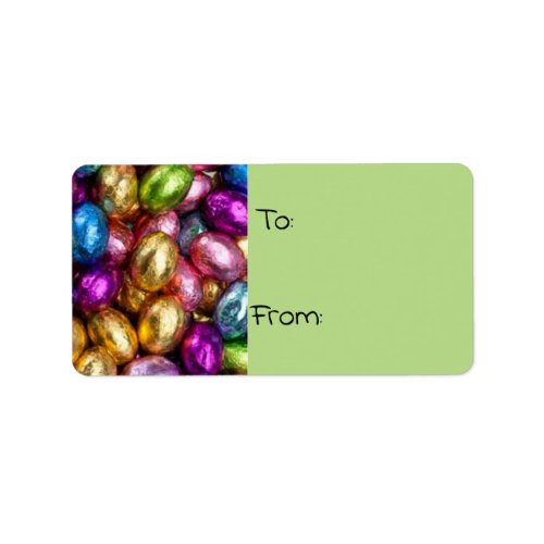 colorful foil chocolate Easter eggs Label