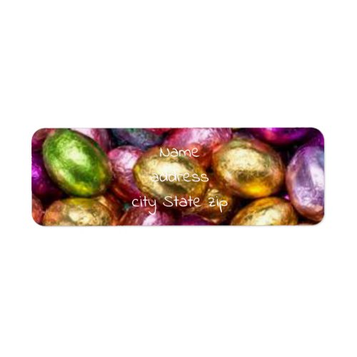 colorful foil chocolate Easter eggs Label