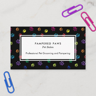 Colorful Foil Paw Prints Professional Pet Salon Business Card