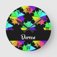 Colorful folded paper pattern round clock