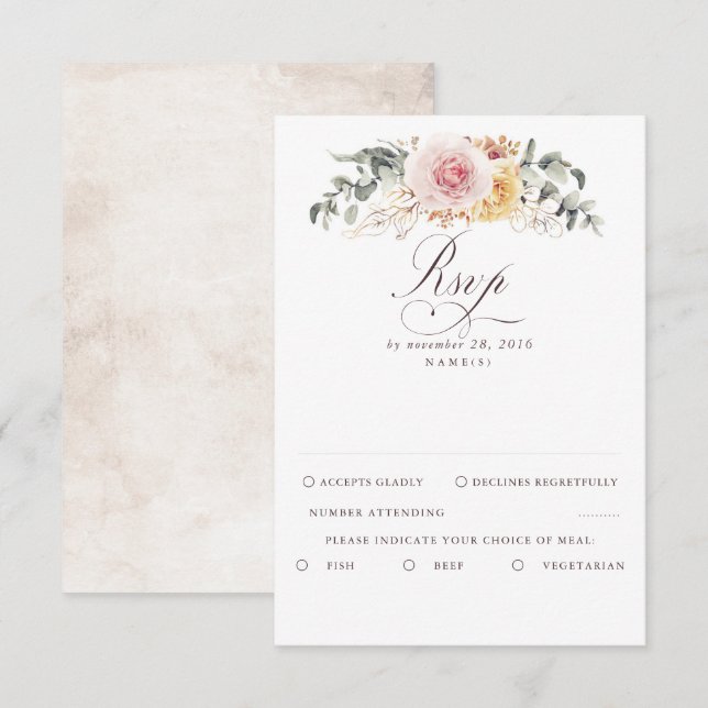Colorful Foliage Boho Wedding RSVP Card (Front/Back)