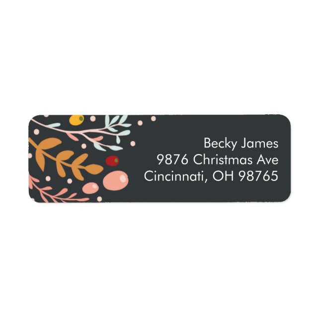 Colorful Foliage Christmas Botanicals Address Label (Front)