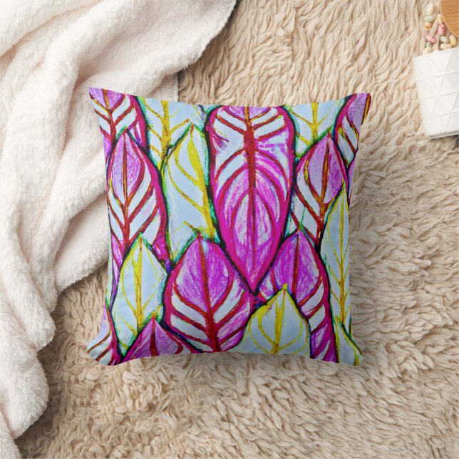 Colorful Foliage Delight Pattern Throw Pillow (Blanket)