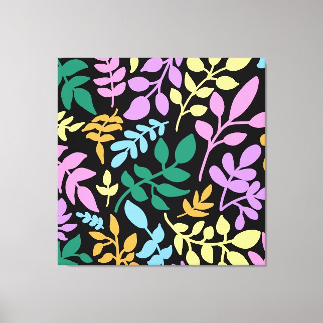 Colorful foliage in black background canvas print (Front)