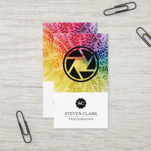 Colorful Foliage Pattern  Camera Shutter Business Card