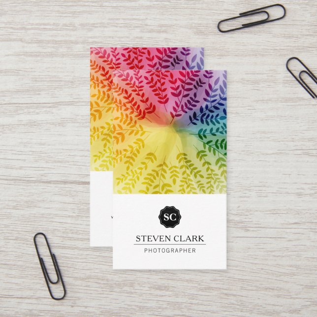 Colorful Foliage Pattern | Natural Business Card (Front/Back In Situ)