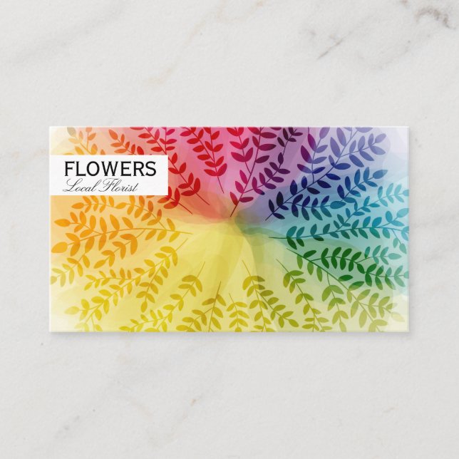Colorful Foliage Pattern | Natural Business Card (Front)