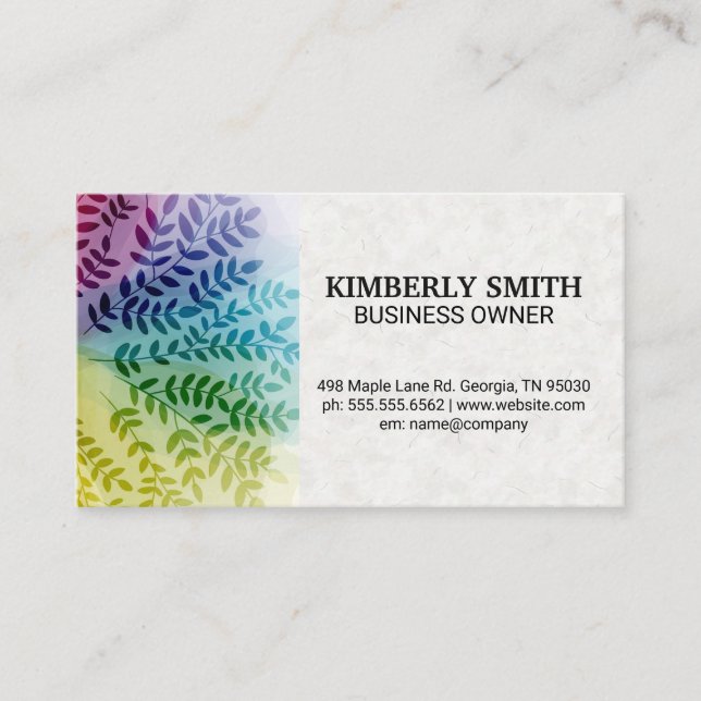 Colorful Foliage Pattern | Natural Business Card (Front)