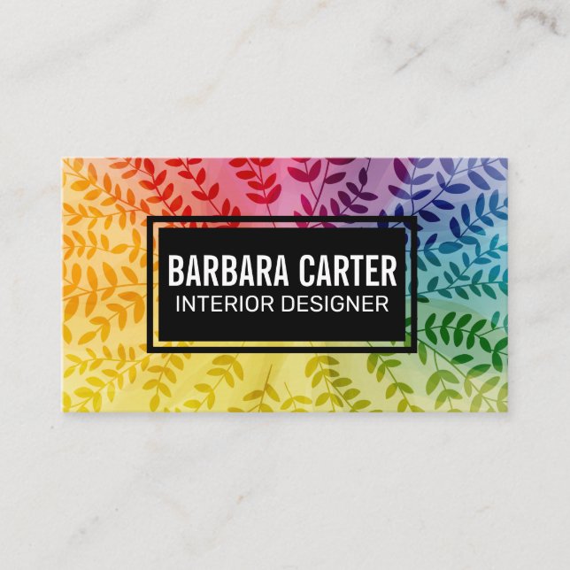 Colorful Foliage Pattern | Natural Business Card (Front)