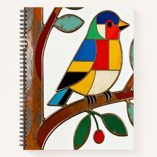 Colorful Folk Art Bird Notebook