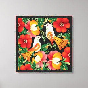 Colorful Folk Art Canvas Print