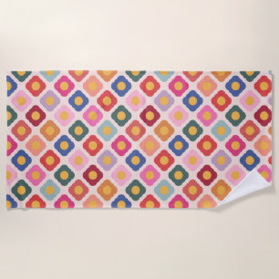 Colorful Folk Art Floral Beach Pool Towel