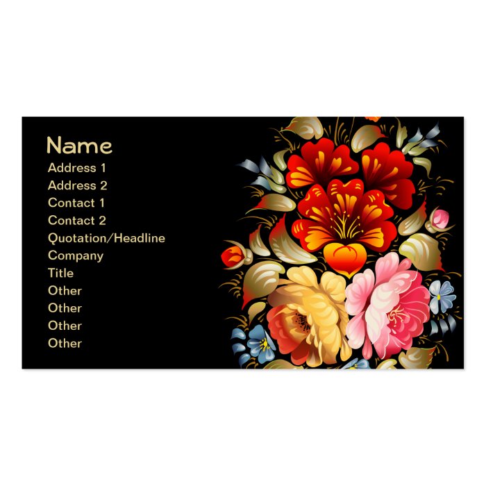 Colorful Folk Art Floral Business Card