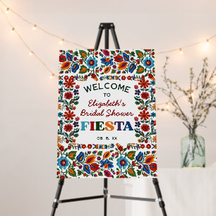 Colorful Folk Art Floral Embroidery Fiesta Welcome Foam Board