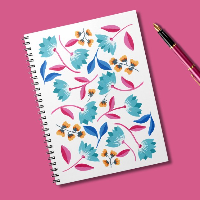 Colorful Folk Art Floral Pattern Notebook (Abstract floral folk art notebook)