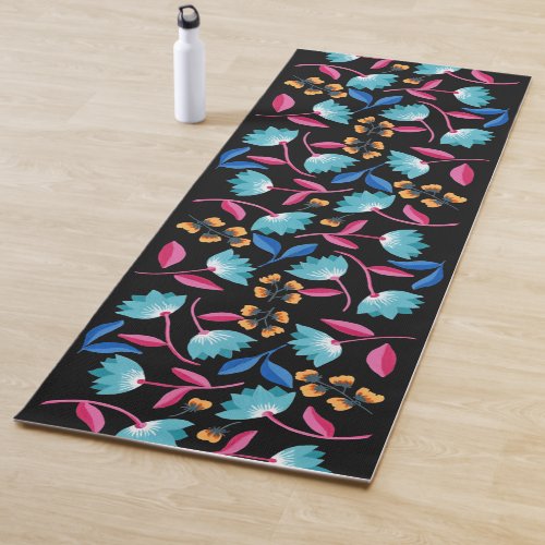 Colorful Folk Art Floral Pattern Yoga Mat