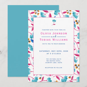 Colorful Folk Art Floral Summer Invitation