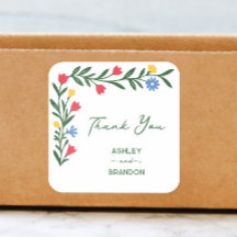 Colorful Folk Art Scandinavian Wedding Thank You