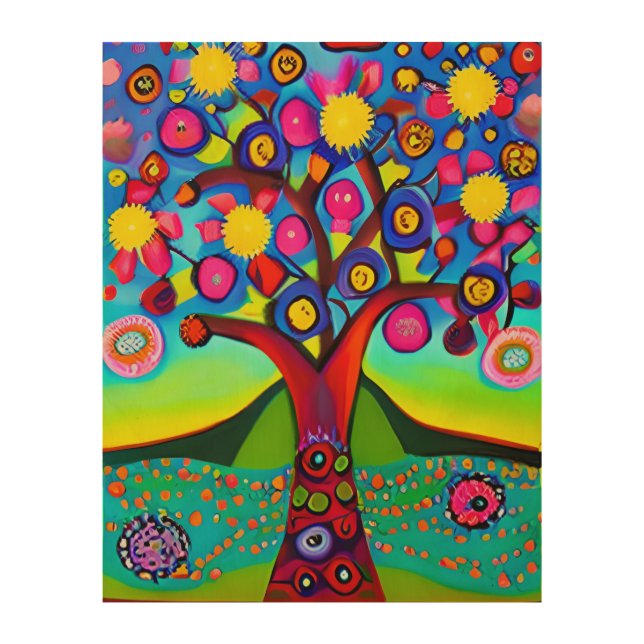 Colorful Folk Art Style Tree   (Front)