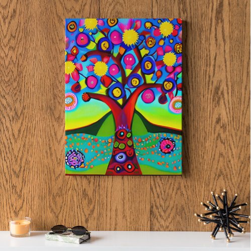 Colorful Folk Art Style Tree  