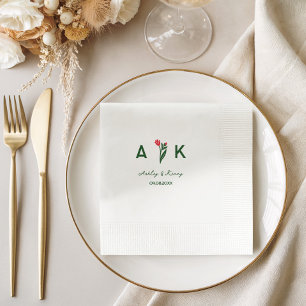 Colorful Folk Art Wildflower Monogram Wedding Napkins