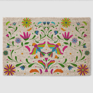 Colorful Folk Bird Outdoor Doormat   Hispanic Art  Fiber Doormat