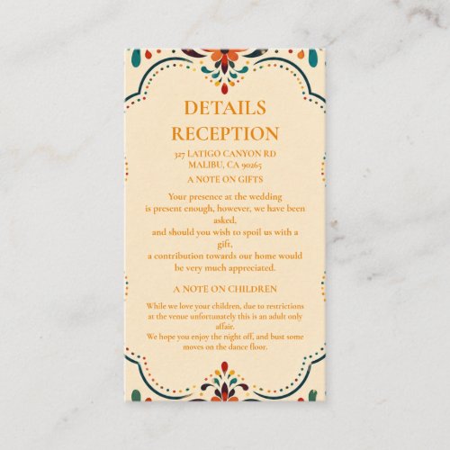 Colorful Folk Botanical Mexican Enclosure Card