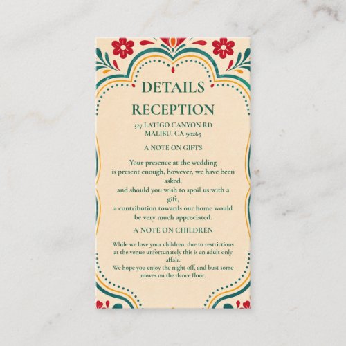 Colorful Folk Botanical Mexican Enclosure Card