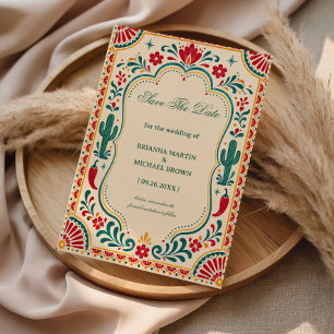 Colorful Folk Botanical Mexican Save The Date