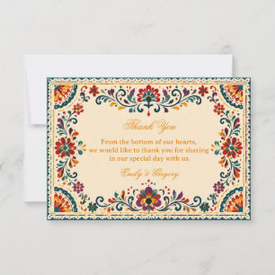 Colorful Folk Botanical Mexican Thank You Card
